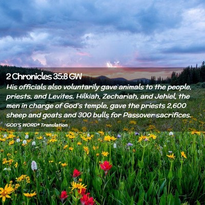 Picture 02 - 2 Chronicles 35:8 GW - His officials also voluntarily gave animals to - Bible Verse Picture
