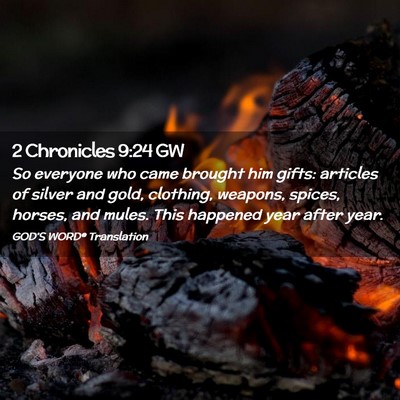 Picture 02 - 2 Chronicles 9:24 GW - So everyone who came brought him gifts: articles - Bible Verse Picture