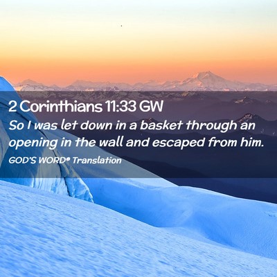 Picture 02 - 2 Corinthians 11:33 GW - So I was let down in a basket through an opening - Bible Verse Picture