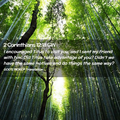 Picture 02 - 2 Corinthians 12:18 GW - I encouraged Titus to visit you, and I sent my - Bible Verse Picture