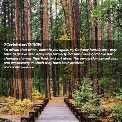 Picture 02 - 2 Corinthians 12:21 GW - I’m afraid that when I come to you again, my - Bible Verse Picture