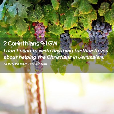 Picture 02 - 2 Corinthians 9:1 GW - I don’t need to write anything further to you - Bible Verse Picture
