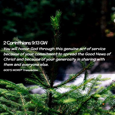 Picture 02 - 2 Corinthians 9:13 GW - You will honor God through this genuine act of - Bible Verse Picture