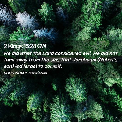 Picture 02 - 2 Kings 15:28 GW - He did what the Lord considered evil. He did not - Bible Verse Picture
