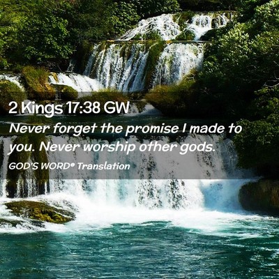 Picture 02 - 2 Kings 17:38 GW - Never forget the promise I made to you. Never - Bible Verse Picture