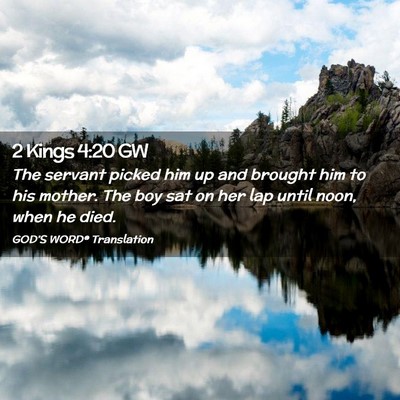 Picture 02 - 2 Kings 4:20 GW - The servant picked him up and brought him to his - Bible Verse Picture