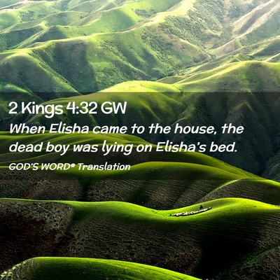 Picture 02 - 2 Kings 4:32 GW - When Elisha came to the house, the dead boy was - Bible Verse Picture
