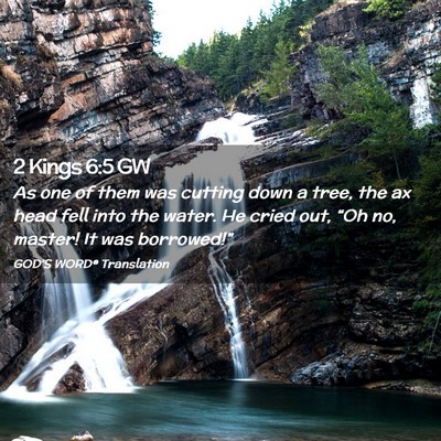 Picture 02 - 2 Kings 6:5 GW - As one of them was cutting down a tree, the ax - Bible Verse Picture