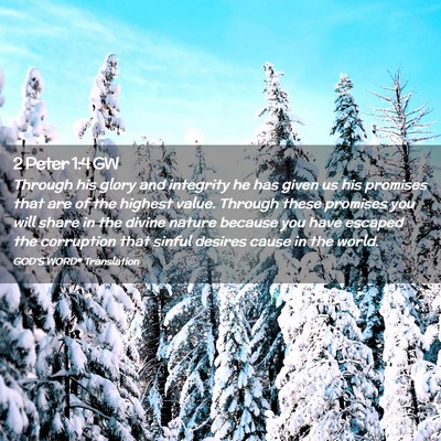 Picture 02 - 2 Peter 1:4 GW - Through his glory and integrity he has given us - Bible Verse Picture