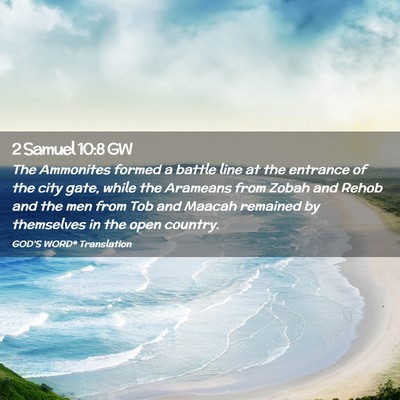 Picture 02 - 2 Samuel 10:8 GW - The Ammonites formed a battle line at the - Bible Verse Picture