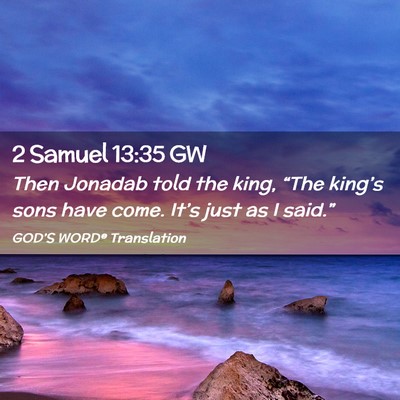 Picture 02 - 2 Samuel 13:35 GW - Then Jonadab told the king, “The king’s sons - Bible Verse Picture