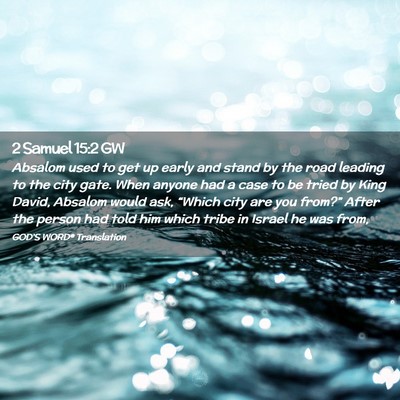 Picture 02 - 2 Samuel 15:2 GW - Absalom used to get up early and stand by the - Bible Verse Picture