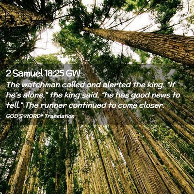 Picture 02 - 2 Samuel 18:25 GW - The watchman called and alerted the king. “If - Bible Verse Picture
