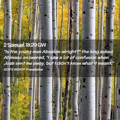 Picture 02 - 2 Samuel 18:29 GW - “Is the young man Absalom alright?” the king - Bible Verse Picture