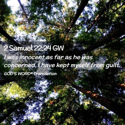 Picture 02 - 2 Samuel 22:24 GW - I was innocent as far as he was concerned. I have - Bible Verse Picture