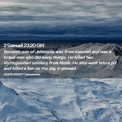 Picture 02 - 2 Samuel 23:20 GW - Benaiah, son of Jehoiada, was from Kabzeel and - Bible Verse Picture