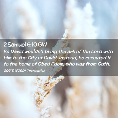 Picture 02 - 2 Samuel 6:10 GW - So David wouldn’t bring the ark of the Lord - Bible Verse Picture