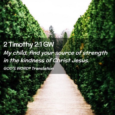 Picture 02 - 2 Timothy 2:1 GW - My child, find your source of strength in the - Bible Verse Picture