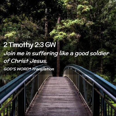 Picture 02 - 2 Timothy 2:3 GW - Join me in suffering like a good soldier of - Bible Verse Picture