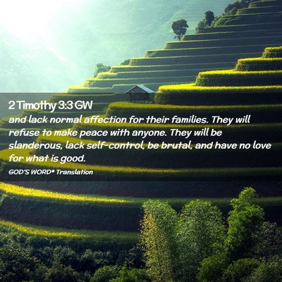 Picture 02 - 2 Timothy 3:3 GW - and lack normal affection for their families. - Bible Verse Picture