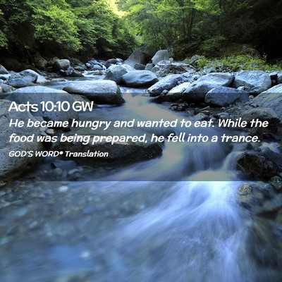 Picture 02 - Acts 10:10 GW - He became hungry and wanted to eat. While the - Bible Verse Picture