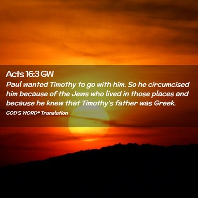 Picture 02 - Acts 16:3 GW - Paul wanted Timothy to go with him. So he - Bible Verse Picture
