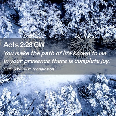 Picture 02 - Acts 2:28 GW - You make the path of life known to me. In your - Bible Verse Picture