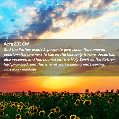 Picture 02 - Acts 2:33 GW - God the Father used his power to give Jesus the - Bible Verse Picture