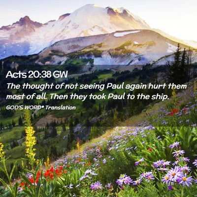 Picture 02 - Acts 20:38 GW - The thought of not seeing Paul again hurt them - Bible Verse Picture