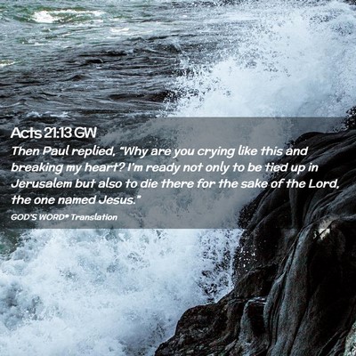 Picture 02 - Acts 21:13 GW - Then Paul replied, “Why are you crying like - Bible Verse Picture