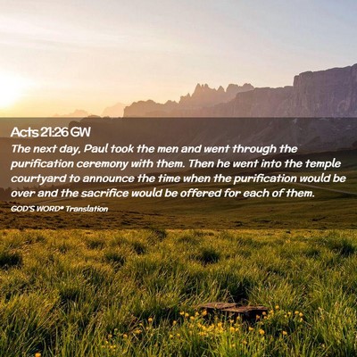 Picture 02 - Acts 21:26 GW - The next day, Paul took the men and went through - Bible Verse Picture