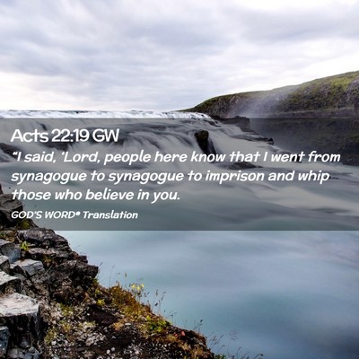 Picture 02 - Acts 22:19 GW - “I said, ‘Lord, people here know that I went - Bible Verse Picture