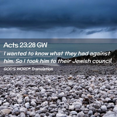 Picture 02 - Acts 23:28 GW - I wanted to know what they had against him. So I - Bible Verse Picture