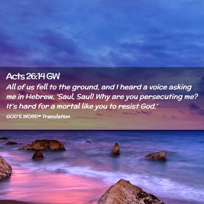 Picture 02 - Acts 26:14 GW - All of us fell to the ground, and I heard a voice - Bible Verse Picture