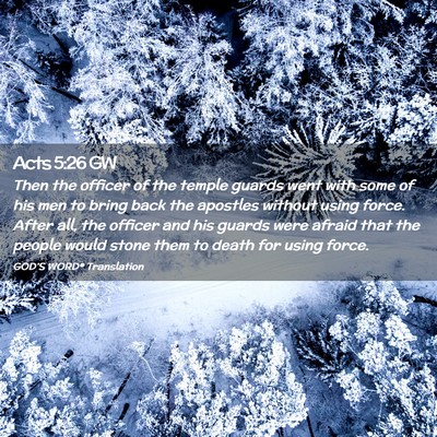 Picture 02 - Acts 5:26 GW - Then the officer of the temple guards went with - Bible Verse Picture