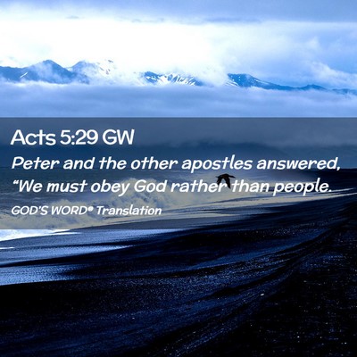 Picture 02 - Acts 5:29 GW - Peter and the other apostles answered, “We must - Bible Verse Picture