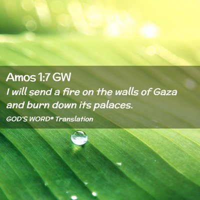 Picture 02 - Amos 1:7 GW - I will send a fire on the walls of Gaza and burn - Bible Verse Picture