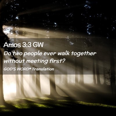 Picture 02 - Amos 3:3 GW - Do two people ever walk together without meeting - Bible Verse Picture