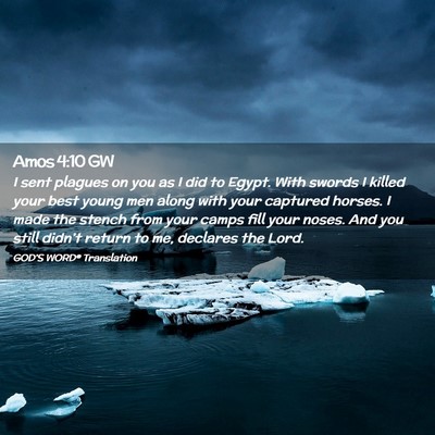 Picture 02 - Amos 4:10 GW - I sent plagues on you as I did to Egypt. With - Bible Verse Picture