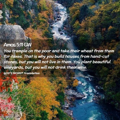 Picture 02 - Amos 5:11 GW - You trample on the poor and take their wheat from - Bible Verse Picture