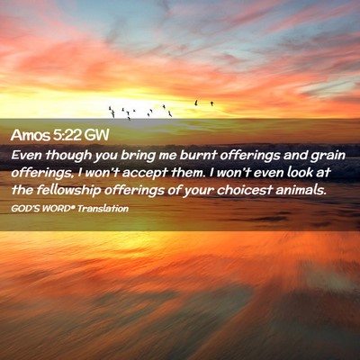 Picture 02 - Amos 5:22 GW - Even though you bring me burnt offerings and - Bible Verse Picture