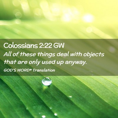 Picture 02 - Colossians 2:22 GW - All of these things deal with objects that are - Bible Verse Picture