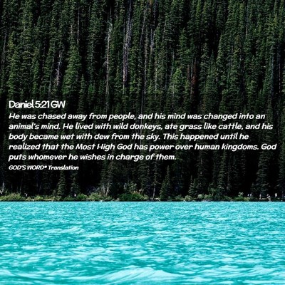 Picture 02 - Daniel 5:21 GW - He was chased away from people, and his mind was - Bible Verse Picture