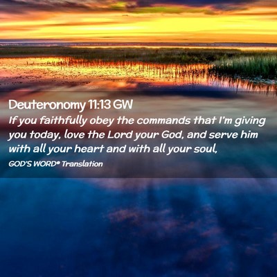 Picture 02 - Deuteronomy 11:13 GW - If you faithfully obey the commands that I’m - Bible Verse Picture