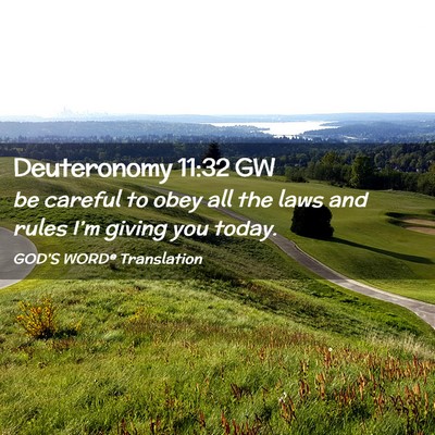 Picture 02 - Deuteronomy 11:32 GW - be careful to obey all the laws and rules I’m - Bible Verse Picture