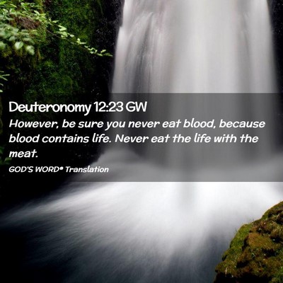 Picture 02 - Deuteronomy 12:23 GW - However, be sure you never eat blood, because - Bible Verse Picture