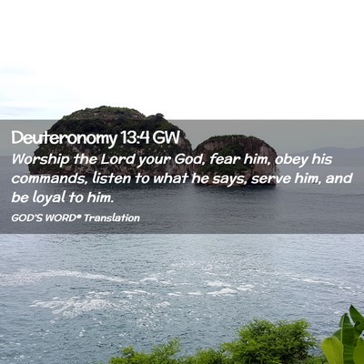 Picture 02 - Deuteronomy 13:4 GW - Worship the Lord your God, fear him, obey his - Bible Verse Picture