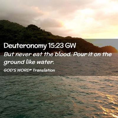Picture 02 - Deuteronomy 15:23 GW - But never eat the blood. Pour it on the ground - Bible Verse Picture
