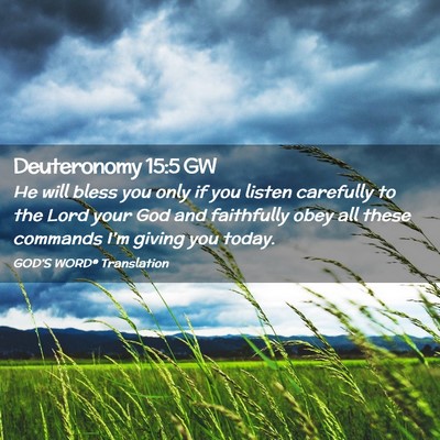 Picture 02 - Deuteronomy 15:5 GW - He will bless you only if you listen carefully to - Bible Verse Picture