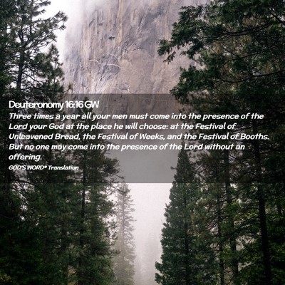 Picture 02 - Deuteronomy 16:16 GW - Three times a year all your men must come into - Bible Verse Picture